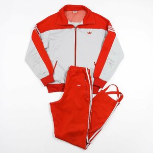 80's adidas アディダス トラックジャケット 上下 レッド×グレー Size 6 #12864 ジャージ セット デサント