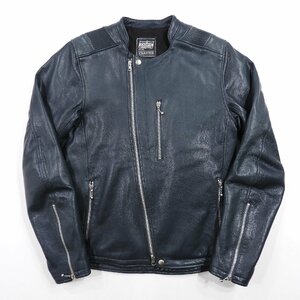 KADOYA カドヤ K'S LEATHER ATRAS ライダースジャケット ネイビー size L #13134 バイカー レザージャケット 本革 革ジャン