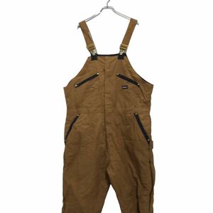 中古 古着 Dickies ダック 中綿 オーバーオール W48 ディッキーズ ワーク キャメル 古着卸 アメリカ仕入 a512-5170