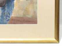 【GINZA絵画館】赤石文雄　１２号・青いジーンズ・パステル画名人・１点もの　R88Q0X7C4V5Z1A_画像4