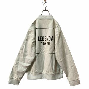 1000円〜 タグ付き LEGENDA レジェンダ バックロゴ プリントレザージャケット 白 MA-1 フリーサイズ