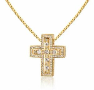 新品 高級 クロスネックレス ゴールド ペンダント アクセサリー ジルコニア ユニセックス ネックレス CZ 十字架