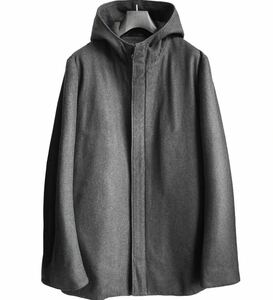 正規品 ランウェイモデル クリスヴァンアッシュ KRISVANASSCHE ウールメルトン フーデッドコート ジャケット ライダースブルゾン size50