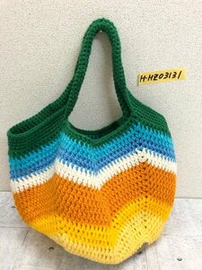 新品！レディース ハンドメイド 手編み ニットバッグ オレンジ白他