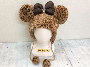 東京 DISNEY RESORT ディズニー レディース ミニー ヒョウ柄 ファンキャップ 58cm 茶 ポリエステル