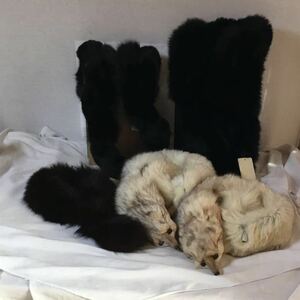 ☆ D06 ☆ 未使用 フォックス リアルファー マフラー ボアー 5 点まとめて毛皮 ファー bronze fur 日本製 ブロンズ社製 