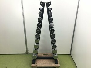 【引取限定】美品 クロムダンベル ダンベルラック ダンベルツリー 1kg～10kg ペア 総重量110kg 筋トレ トレーニング YD11062S