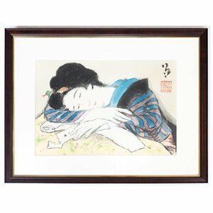 【SHIN】竹久夢二 「夢見る女」 木版画　京都版画院　美人画　額装　