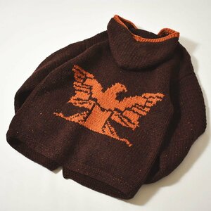 ★美品 カナダ製 レアデザイン&カラー CANADIAN SWEATER 手編み ハンドニット ネップ カナディアン カウチン ニット ジャケット セーター★