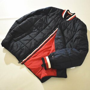 ★レアデザイン トミーヒルフィガー TOMMY HILFIGER 中綿 キルティング リブライン ライナー ジャケット L NAVY★スタジャン ジャンパー★