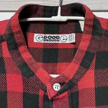 SIZE M GOODENOUGH BLOCK CHECK FLANNEL SHIRT RED BLACK グッドイナフ ブロック チェック ネルシャツ レッド ブラック_画像5