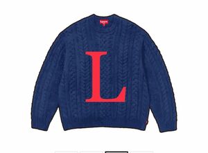 Supreme Applique Cable Knit Sweater "Navy" L size