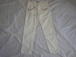 値下げ MET in jeans メット ラインストーン付き デニムパンツ 24インチ ホワイト インポートブランド イタリア製