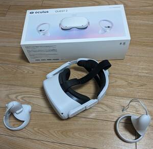 美品 Meta Quest2 本体+コントローラーのみ Oculus VR HMD ヘッドマウントディスプレイ　サードパーティー製ストラップ付