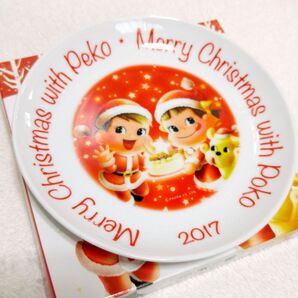 未使用 2017年 不二家 ぺこちゃん ぽこちゃん クリスマスプレート ケーキ皿 プレート ペコ ポコ