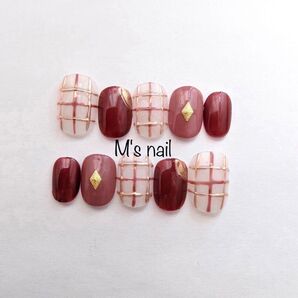 立体チェックオーダーチップ ネイルチップつけ爪