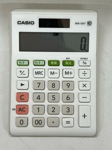 【菊水-9129】CASIO カシオ 電卓10桁 MW-100T W税率設定 ソーラー電池 電子卓上計算機/(S)