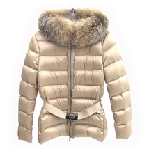 MONCLER モンクレール ダウンジャケット TATIE サイズ2 M フォックス ファー フード ベルト ベージュ レディース アウター コート_画像1