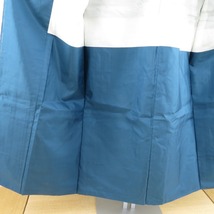 紬 着物 紺 正絹 横霞柄 袷 バチ衿 カジュアル 仕立て上がり 身丈145cm 美品_画像8