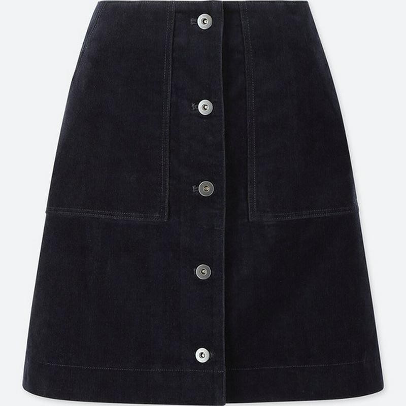 ユニクロ ストレッチコーデュロイフロントボタンミニスカート コーデュロイスカート