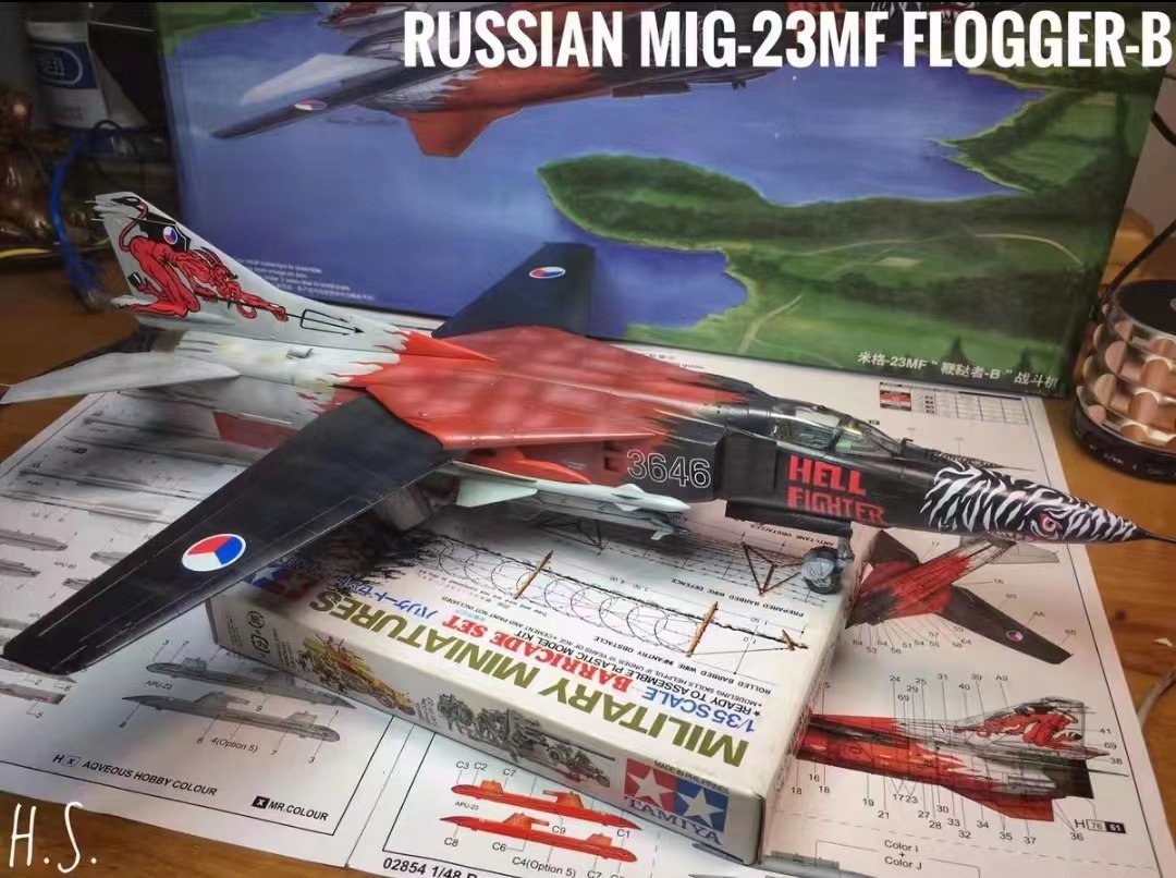 1/48 러시아 공군 MIG-23 조립 및 도장 완료품, 플라스틱 모델, 항공기, 완제품