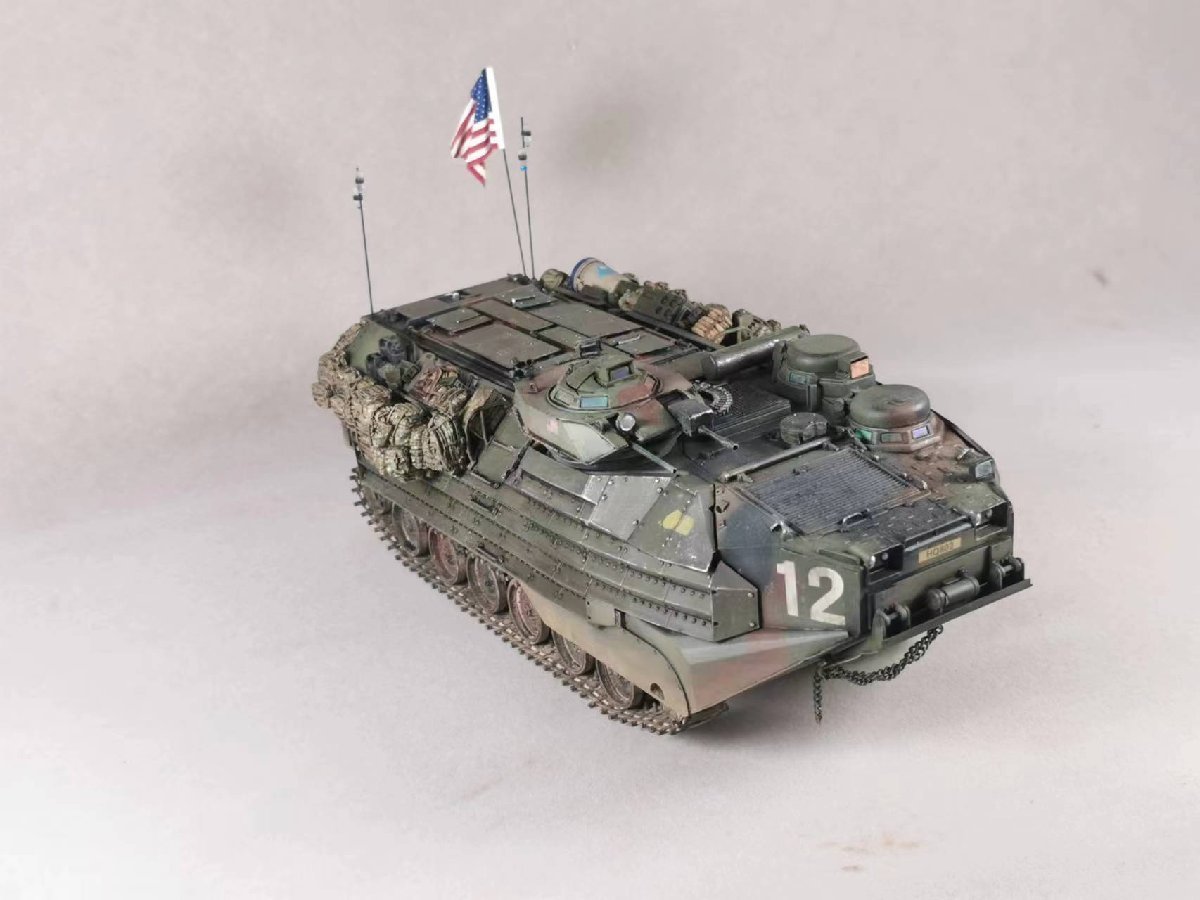 1/35 US Army Amphibious Vehicle AAV7-3 Internal Structure Modified Painted Finished Product, Plastic Models, tank, Military Vehicles, Finished Product