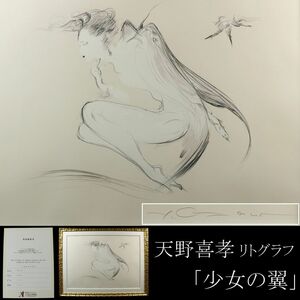 【LIG】真作保証 天野喜孝「少女の翼」リトグラフ 大作40号 9／100 作品保証書 日本イラスト界巨匠 [.WR]23.10