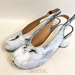 二子玉)Maison Margiela メゾンマルジェラ TABI SLINGBACK PUMPS タビ 足袋パンプス ビアンケット 黒白 39 25cmの画像1