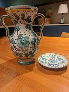 イタリア陶器　花瓶　飾り皿　DERUTA デルータ