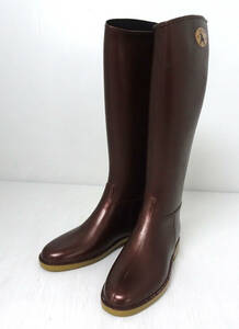 DAFNAda crucian rain boots long boots size 38 approximately 25cm Brown lady's 