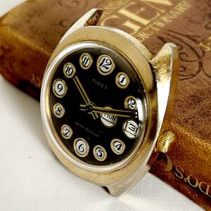 【希少ジャンク】1970年代　TIMEXタイメックス　テレフォンダイアル　アンティークウォッチ メンズ腕時計 34mm 機械式 手巻き 紳士