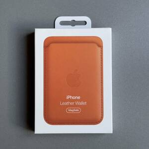 ■未使用■純正品・Apple(アップル)■ レザーウォレット オレンジ iPhone MagSafe「探す」対応 Wallet Orange