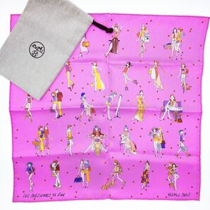 エルメス カレ45 プチカレ スカーフ パリジェンヌ ガブロッシュ 保存袋付 HERMES Les Parisiennes ピンク