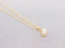 【華】K18 18金 1粒 ダイヤモンド　ネックレス　刻印あり (YG18K　K1(2) 3322_画像3