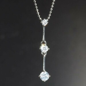 「格安」大粒 3連 トリロジー ダイヤモンド ネックレス 0.75ct PT900N-910 2211