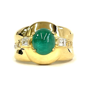 K18YG emerald diamond fashion ring ring E1.53ct D0.308ct 10.5 number 6.9g