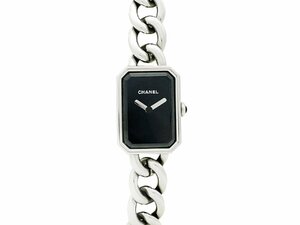  Chanel Premiere bezel diamond H3248 lady's 22mm SS wristwatch quarts black face battery replaced 