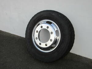 愛知発 大型 TOPY製 メッキホイール タイヤ付き 4軸低床 245/70R19.5 19.5×6.75 8穴 　美品　１本　//