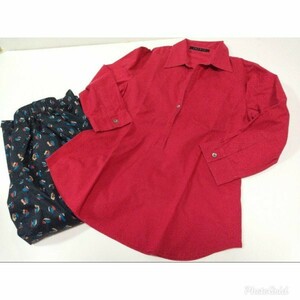 送料230円～【中古】Theory （セオリー）レッド 赤色 シャツ シルエット綺麗 レディース 長袖 ブラウス 春夏秋冬物 