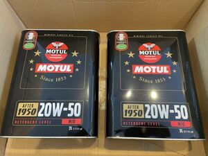 ★【未使用】MOTUL (モチュール) CLASSIC OIL (クラッシック オイル) 20W50 ミネラルエンジンオイル 2缶セット[正規品] 2L×2（4L）★