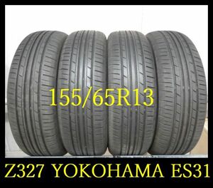 【Z327】M6011303送料無料・代引き可 店頭受取可 2021年製造 約8部山◆YOKOHAMA ECOS ES31◆155/65R13◆4本