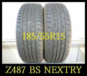 【Z487】C2212273 送料無料・代引き可 店頭受取可 2022年製造 約8部山 ◆BS NEXTRY◆185/55R15◆2本