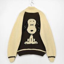 PEANUTS ピーナッツ【SNOOPY スヌーピー】カウチンニットジャケット L/セーター/カーディガン/ブルゾン/メンズ/ヴィンテージ _画像1