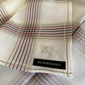 未使用 BURBERRY バーバリー 大判ハンカチ 綿100% 日本製 チェック柄 ホース 刺繍 ハンカチ ブルーミング中西