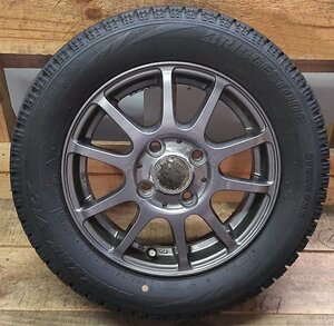 スタッドレス タイヤ アルミ ホイール 1本 155/65R13 73Q 2019年 BRIDGESTONE BLIZZAK VRX 社外 13×4,00B 4×100 ET42 ハブ径約66 中古