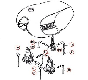 ★RZ250/RZ350 キャブホース クリップ フルセット☆3/フューエルキャブ