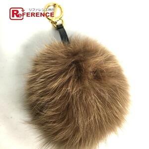 FENDI フェンディ ポンポンチャーム バッグチャーム キーホルダー ブラウン レディース【中古】