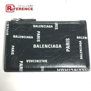 BALENCIAGA バレンシアガ 640535 ロゴ フラグメントケース コンパクトウォレット 小銭入れ 財布 コインケース ブラック メンズ【中古】