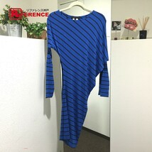 新品同様 BCBG ビーシービージーマックスアズリア 長袖 オフショルタイト ボーダー ワンピース ドレス レディース_画像1