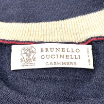 Brunello Cucinelli ブルネロクチネリ リブニット クルーネック トップス セーター カシミヤ メンズ ネイビー_画像4